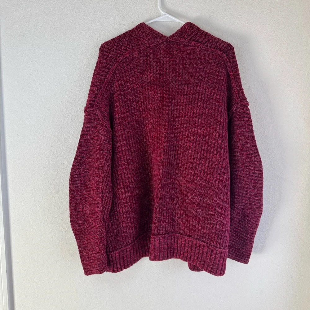 Free People Burgundy Ribbed Open Cardigan